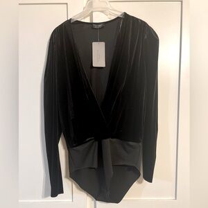 Zara velvet long sleeve bodysuit blouse (brand new)